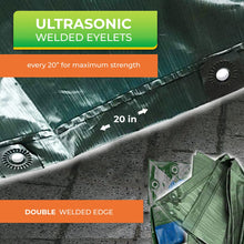 Load image into Gallery viewer, <span><b>Rainexo 150 GSM Tarp "HEAVY DUTY"</b></span><br/>Green/Blue, Waterproof, UV-resistant, Frostproof